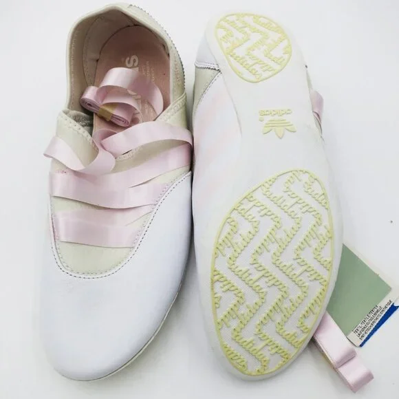 RARE Adidas Ballet Fu Low White Light Pink Ribbon Size 9 2012 - Picture 7 of 15